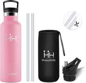 img 1 attached to 🥤 HoneyHolly Stainless Steel Vacuum Insulated Water Bottle - BPA Free, Leakproof Sport Bottle with Straw and Filter, 350ML - Hot & Cold Drinks Bottle for Kids - Travel Thermoflask