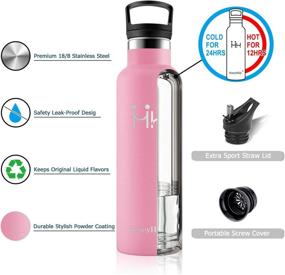 img 2 attached to 🥤 HoneyHolly Stainless Steel Vacuum Insulated Water Bottle - BPA Free, Leakproof Sport Bottle with Straw and Filter, 350ML - Hot & Cold Drinks Bottle for Kids - Travel Thermoflask