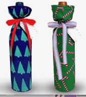 🍷 christmas wine bottle bags - sustainable and reusable! elevate your bottle presentation. (pack of 4 with gift tags and decorative ribbons) logo