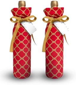 img 1 attached to 🍷 Christmas Wine Bottle Bags - Sustainable and Reusable! Elevate your bottle presentation. (Pack of 4 with gift tags and decorative ribbons)