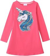 🌈 hh family girls flip sequin unicorn mermaid rainbow swing party dress - casual shirt dress logo