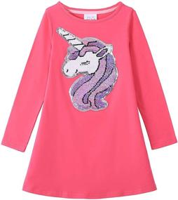 img 3 attached to 🌈 HH Family Girls Flip Sequin Unicorn Mermaid Rainbow Swing Party Dress - Casual Shirt Dress