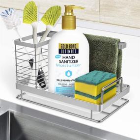 img 3 attached to 🧽 ODesign Sponge Holder: Large Kitchen Sink Caddy Organizer with Drain Pan - BPA Free, Rustproof Stainless Steel