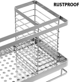 img 2 attached to 🧽 ODesign Sponge Holder: Large Kitchen Sink Caddy Organizer with Drain Pan - BPA Free, Rustproof Stainless Steel