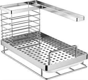 img 4 attached to 🧽 ODesign Sponge Holder: Large Kitchen Sink Caddy Organizer with Drain Pan - BPA Free, Rustproof Stainless Steel