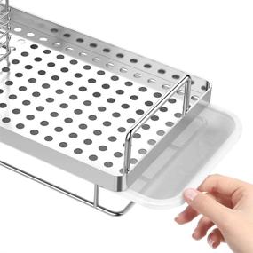 img 1 attached to 🧽 ODesign Sponge Holder: Large Kitchen Sink Caddy Organizer with Drain Pan - BPA Free, Rustproof Stainless Steel