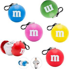 img 3 attached to 🌧️ M&M's Poncho Ball Keychain Party Favors Bundle ~ 5 Pack 'One Size Fits Most' Emergency Raincoat with Hook