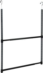 img 4 attached to 👕 Black 23-inch Oceanstar 2-Tier Portable Adjustable Closet Hanger Rod