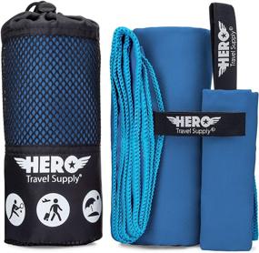 img 4 attached to 🏞️ Hero Microfiber Towel with Bonus Washcloth: Perfect for Travel, Camping, Backpacking, Beach, Gym – 24” x 48”