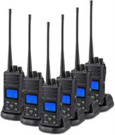 📻 samcom long range handheld uhf business radio - 5 watts two way walkie talkie for adults, programmable with rechargeable 1500mah battery, lcd display, charging docks & earpieces (6 packs) logo