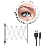 🪞 8-inch double sided rechargeable wall mounted makeup mirror with dimmable led lights, 3 color options, 1x/10x magnification, 360° swivel extendable shaving vanity mirror - ideal for bathroom logo