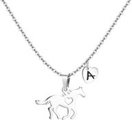 stainless steel initial heart charm horse necklace for women and girls - perfect gift for horse lovers! logo