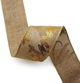 img 1 attached to 🎄 CT CRAFT LLC Merry Christmas Wired Ribbon: Tan Faux Jute with Gold - Ideal for Home Decor, Gift Wrapping, and DIY Crafts