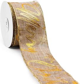 img 4 attached to 🎄 CT CRAFT LLC Merry Christmas Wired Ribbon: Tan Faux Jute with Gold - Ideal for Home Decor, Gift Wrapping, and DIY Crafts