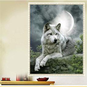 img 2 attached to 🐺 Enhance Your Living Room Decor with Fipart DIY Diamond Painting Craft Kit - Wolf Wall Stickers (12X18inch/30X45CM)