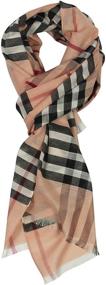 img 2 attached to 🧣 Stylish Long Check/Plaid Scarf for Women: Lightweight Wrap 74.8"x27.5