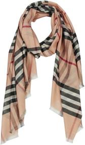 img 3 attached to 🧣 Stylish Long Check/Plaid Scarf for Women: Lightweight Wrap 74.8"x27.5