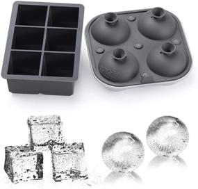 img 3 attached to 🧊 Samuelworld Ice Cube Trays - Jumble Big Cubes & 2.5 inches Large Sphere Ice Mold Combo - Perfect for Whiskey and Cocktails, Efficiently Keeps Drinks Refreshingly Chilled (Grey)