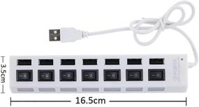 img 1 attached to High-Speed USB 2.0 7-Port Hub: White Hub with Blue LED Indicator Lights and 7 USB Ports