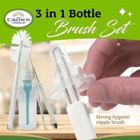 img 1 attached to 🍼 Complete Baby Bottle Cleaning Set for Deep Cleaning - 3 Piece Kit with Bottle Brush, Nipple Brush, and Straw Sippy Brush