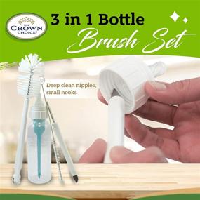 img 2 attached to 🍼 Complete Baby Bottle Cleaning Set for Deep Cleaning - 3 Piece Kit with Bottle Brush, Nipple Brush, and Straw Sippy Brush