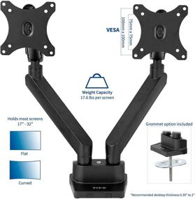 img 3 attached to 🖥️ VIVO Premium Aluminum Full Motion Dual Monitor Desk Mount Stand - Lift Engine Arm, Fits 32 inch Screens, STAND-V102BB