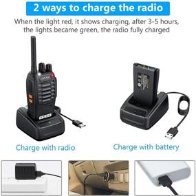 img 1 attached to 📞 eSynic Rechargeable Walkie Talkies: Long Range Two-Way Radios with Earpieces - 2pcs, 16 Channel UHF, USB Cable Charging, Transceiver with Flashlight