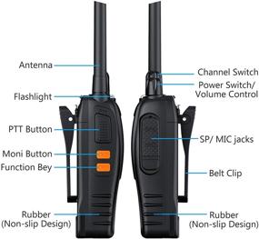 img 2 attached to 📞 eSynic Rechargeable Walkie Talkies: Long Range Two-Way Radios with Earpieces - 2pcs, 16 Channel UHF, USB Cable Charging, Transceiver with Flashlight