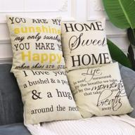 🏡 set of 4 leioh farmhouse decorative pillow covers - home sweet home inspirational quotes - sofa throw pillow covers - cushion cover 18 x 18 inc logo