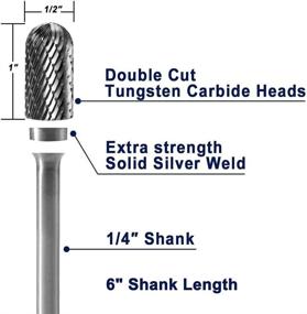 img 3 attached to 🛠️ YUFUTOL SC-5L6 Tungsten Carbide Burr - High Performance 6" Double Cut Carbide Burr File for Precision Finishing, 1/2" Dia X 1" Length Cutter, with 1/4" Shank Dia Cylinder and Ball Nose Shape, 1pcs