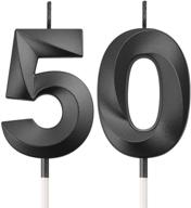 black 50th birthday numeral candles - happy birthday cake topper for party & anniversary celebration logo