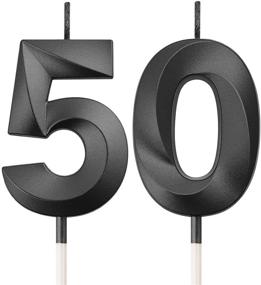 img 4 attached to Black 50th Birthday Numeral Candles - Happy Birthday Cake Topper for Party & Anniversary Celebration