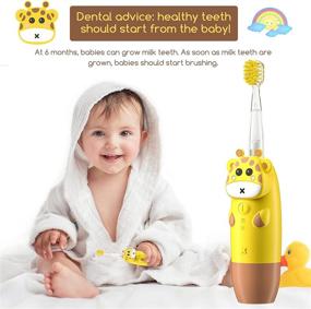 img 3 attached to 👶 Toddler Electric Toothbrush Set, ANSAUCT Infant Toothbrush with Smart LED Timer and Sonic Baby Electric Toothbrush, includes 3 Ultra-Soft Brush Heads, Gentle Vibration Baby Toothbrush 6-12 Months