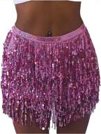 🌟 althrorry sequin belly dance hip skirt: be dazzled in this fashionable fringed and wild sequined skirt for festival beach party and holidays логотип