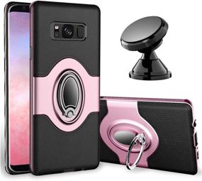 img 4 attached to Stylish Rose Gold Samsung Galaxy S8 Case with eSamcore Ring Holder Kickstand and Dashboard Magnetic Phone Car Mount