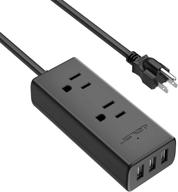 💡 компактная полоса питания usb со 3 usb-портами, 2 розетками, сетевым кабелем длиной 4,92 фута - настольная зарядная станция для путешествий, дома, офиса, общежития, круиза - черная. логотип