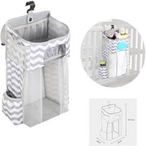img 4 attached to TOFOAN Gray & White Hanging Diaper Caddy: Efficient Nursery Organizer for Crib, Playard, Changing Table, and Wall Storage