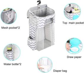 img 2 attached to TOFOAN Gray & White Hanging Diaper Caddy: Efficient Nursery Organizer for Crib, Playard, Changing Table, and Wall Storage