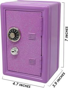img 2 attached to 🔒 Secure Purple Metal Kids Safe Bank with Key and Combination Lock