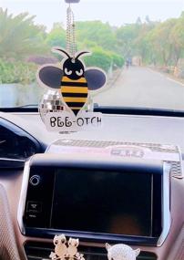 img 1 attached to 🐝 CH trade Fashion Bumblebee Car Pendant Decor Ornament Hanging Gift Rear View Mirror Accessories Auto Interior Dangle - Yellow - 3.4 x 3.2 x 0.15 inches