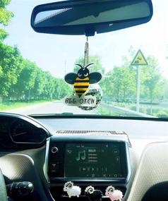img 3 attached to 🐝 CH trade Fashion Bumblebee Car Pendant Decor Ornament Hanging Gift Rear View Mirror Accessories Auto Interior Dangle - Yellow - 3.4 x 3.2 x 0.15 inches