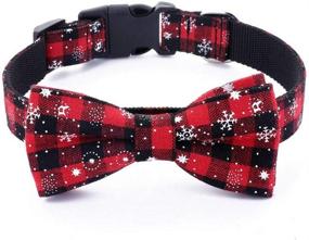 img 4 attached to 🎀 1Pc Pet Basic Collar with Bowknot, Christmas Snow Pattern Cotton Collar Charm Necklace Outfits Accessories for Small Medium Dogs/Cats - Stock Show