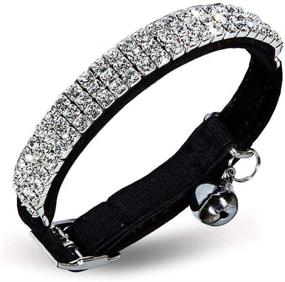 img 4 attached to 🐱 Yangbaobao Soft Velvet Adjustable Cat Collar with Diamante Bling and Bells - 11 inch, Ideal for Small Dogs and Cats