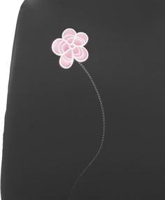 img 2 attached to 🌺 FH Group Floral Embroidery Design Car Seat Covers with Gift – Universal Fit for Cars, Trucks, and SUVs (Black) - Set of 2