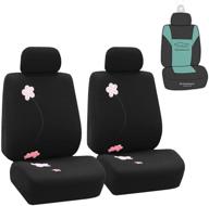 🌺 fh group floral embroidery design car seat covers with gift – universal fit for cars, trucks, and suvs (black) - set of 2 logo