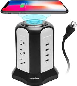 img 4 attached to 🔌 10Ft Power Strip Tower with Wireless Charger, Fast Charging Surge Protector with USB Ports and AC Outlets - Smart Charging Station for Office, Home, and More!