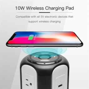 img 3 attached to 🔌 10Ft Power Strip Tower with Wireless Charger, Fast Charging Surge Protector with USB Ports and AC Outlets - Smart Charging Station for Office, Home, and More!