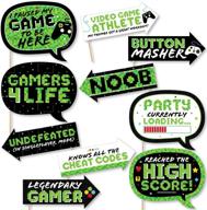 🎮 pixel video game party photo booth props kit - 10 piece for funny game zone birthday party logo