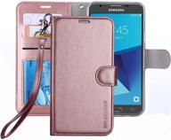 📱 eraglow luxury pu leather wallet flip case for samsung galaxy j7 v 2017, j7 perx, j7 sky pro, j7 prime, galaxy halo - rose gold logo