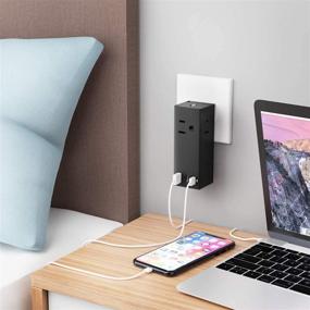 img 3 attached to Compact 65W USB-C Power Strip Charger by Ceptics with Quick Charge 3.0 PD, 2 USA Socket - USB + Dual USB-C - 3 Ports - GAN TECH Powerful - Fast QC & PD - SWaDapt Attachments - Travel-Friendly